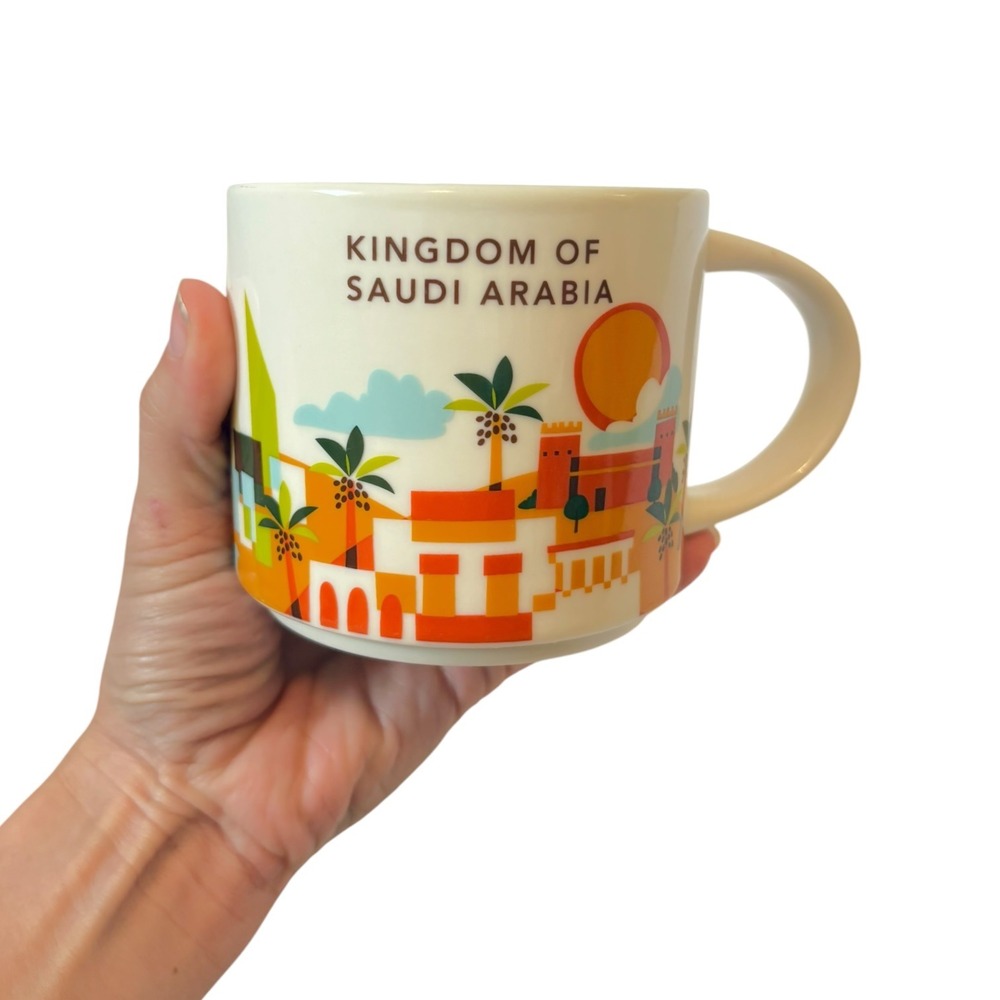 Starbucks You Are Here Kingdom of Saudi Arabia Mug 14oz Green Interior Ceramic